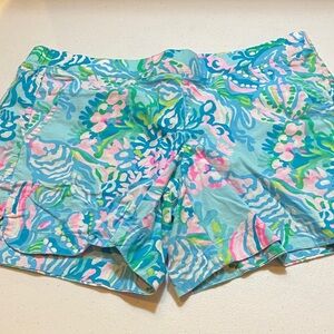 Lilly Pulitzer High Waist Floral Shorts - Blue and Pink